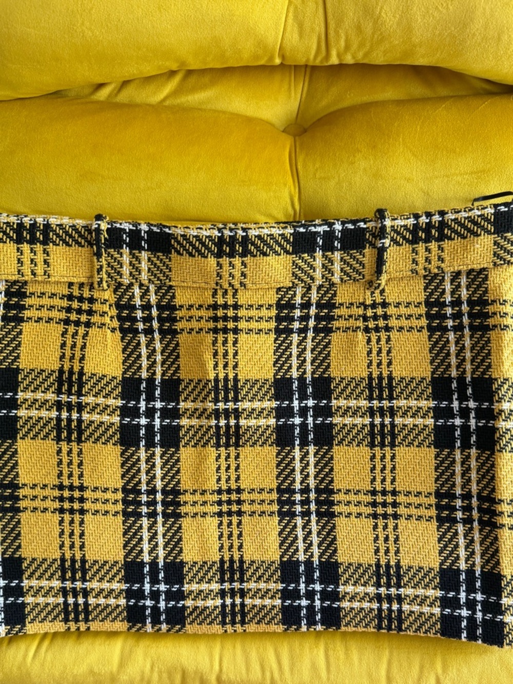 Mango Yellow and Black Plaid Mini Skirt - Picture 2 of 3